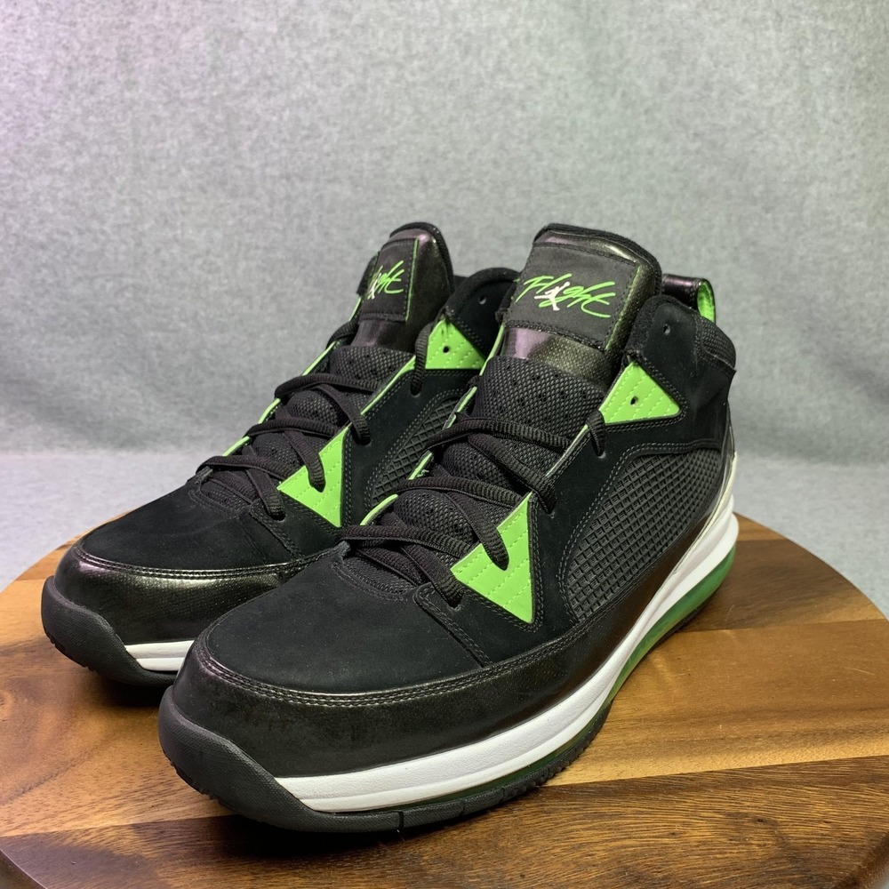 Jordan Sneaker Men 13 Flight 9 Max RST 'Black Action Green' RARE Basketball Shoe